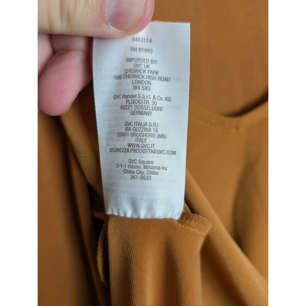 Susan Graver Liquid Knit Tunic Women Large Rich Gold VNeck Modern Essentials Top - Picture 9 of 11